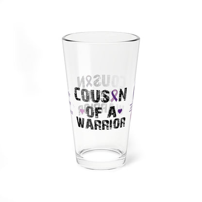 Cousin of a Warrior: Personalized Domestic Violence Awareness Warrior Pint Glass - Proud Family Member