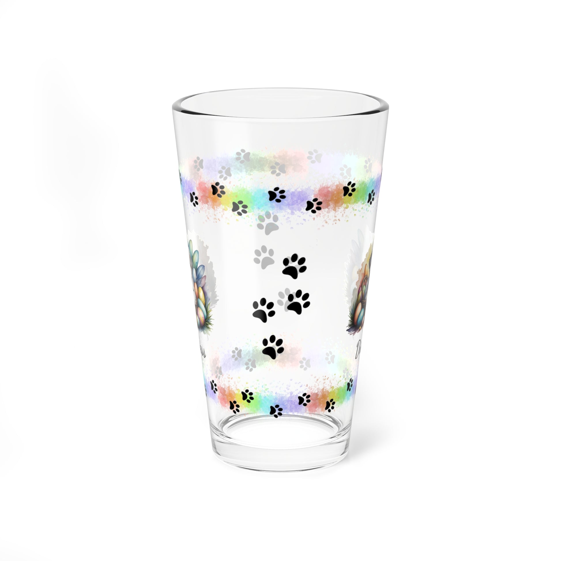 Shih Tzu (Silver & White) Personalized Easter Puppy 16oz Pint Glass - Custom Dog Design, Mental Health Gift, Easter Décor, and Festive Celebrations