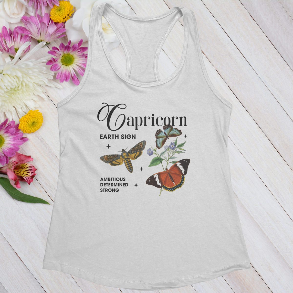 Capricorn Butterfly Zodiac Women's Racerback Tank