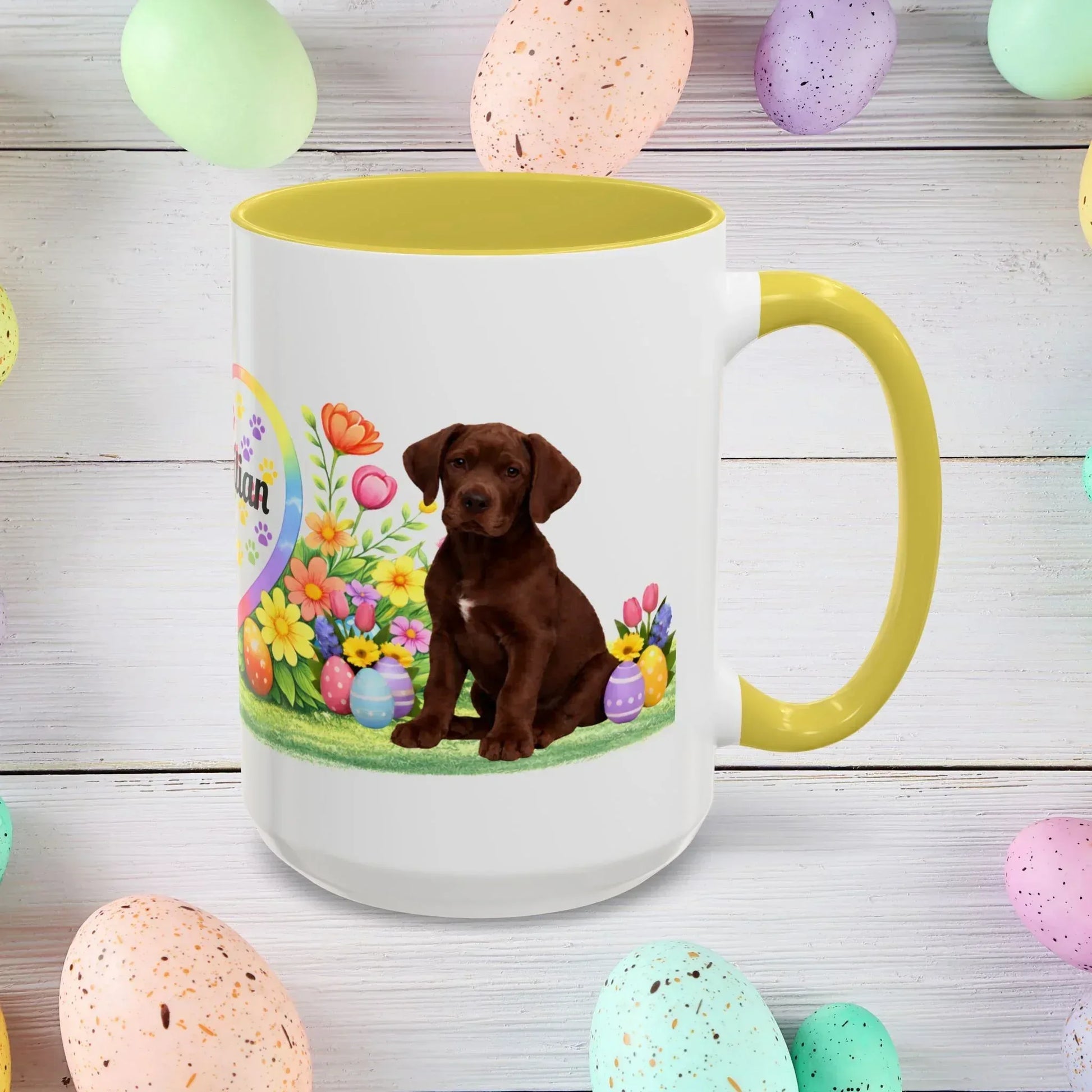Shop our premium great dane chocolate puppy easter mug from MySisterIsASurvivor.