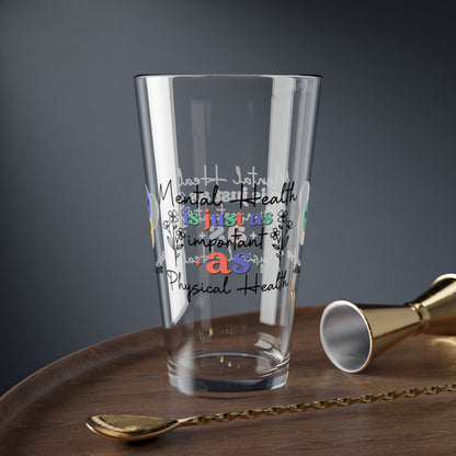 Mental Health = Physical Health retro pint glass with personalized clear glass design