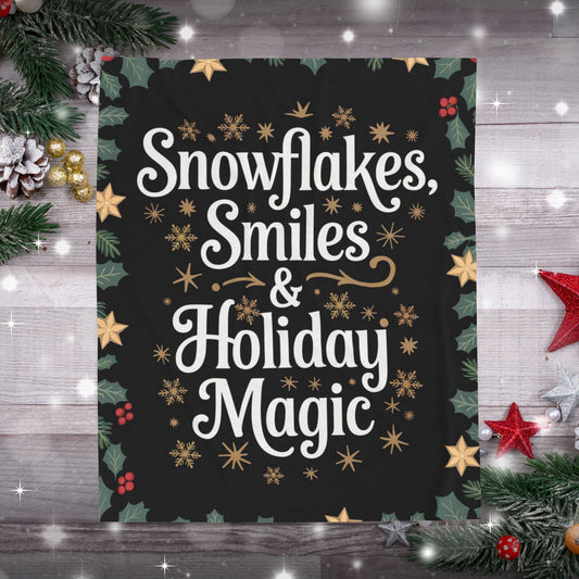 Christmas blanket “Snowflakes, Smiles & Holiday Magic” festive cozy throw for winter warmth