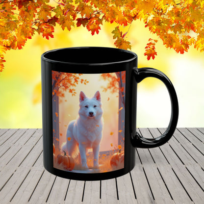 White German Shepherd Autumn Custom Coffee Mug - Personalized Fall Dog Gift for Coffee & Tea Moments