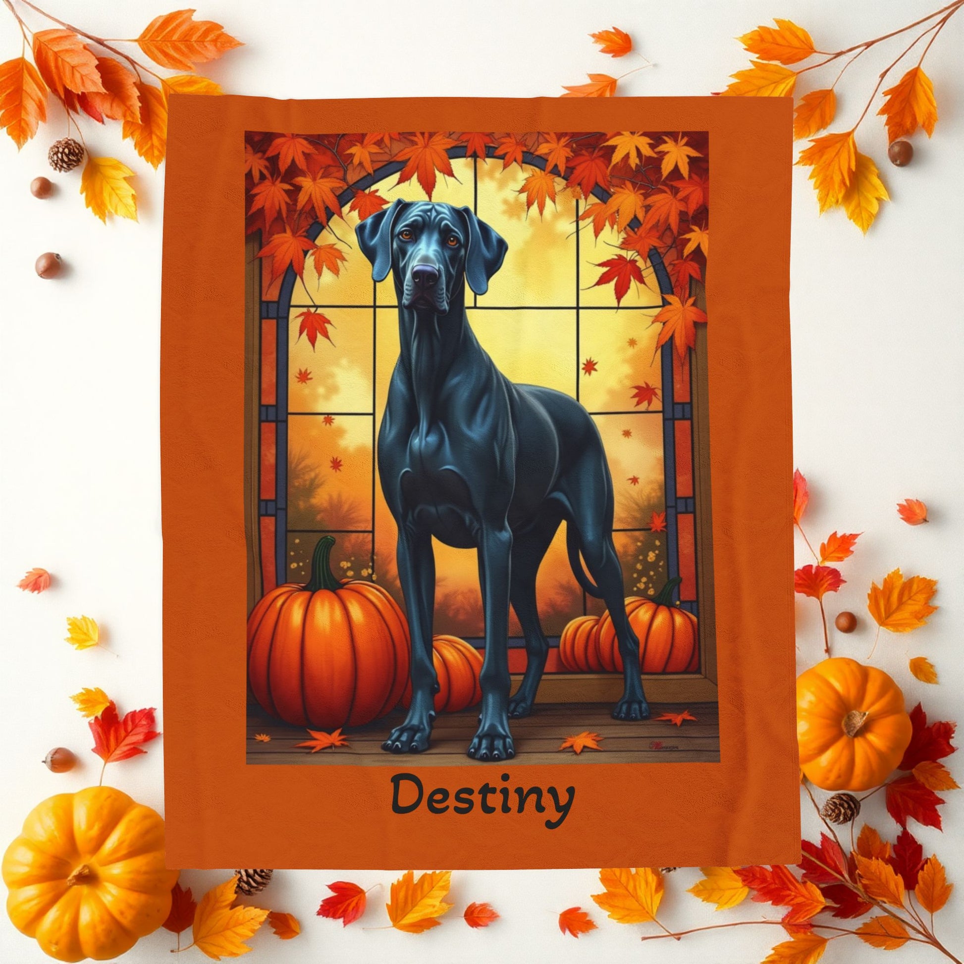 Blue Great Dane velveteen plush blanket, warm soft dog throw, custom gift for Great Dane parents