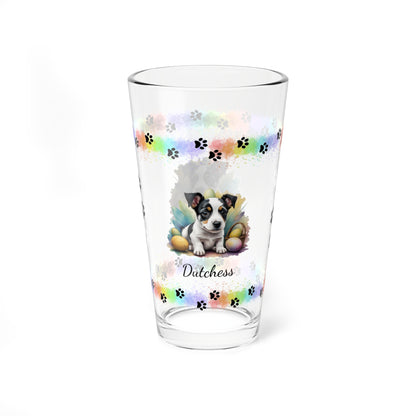 Jack Russell Terrier (Black & White) Personalized Easter Puppy 16oz Pint Glass - Custom Dog Design, Mental Health Gift, Easter Décor, and Festive Celebrations