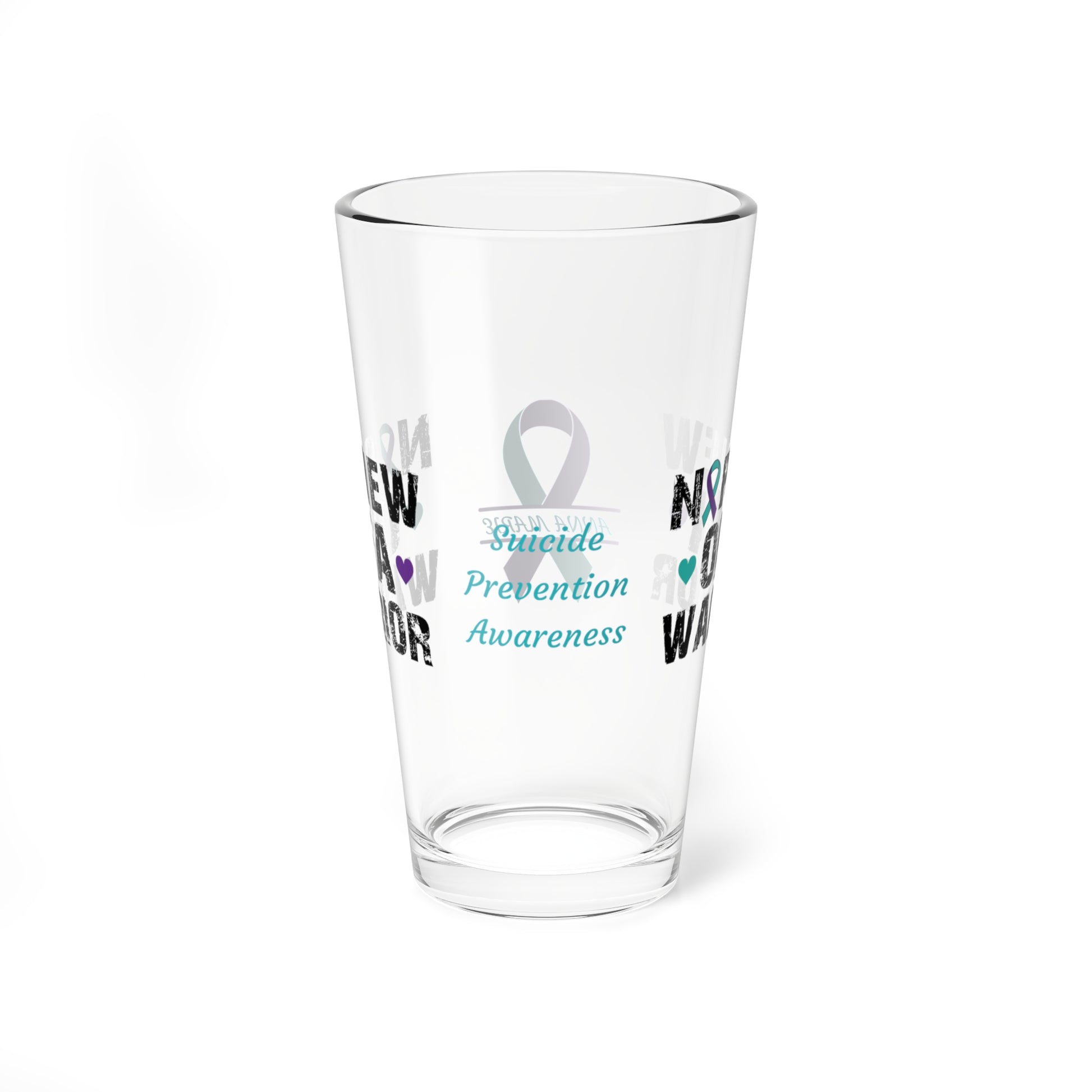 Nephew of a Warrior: Personalized Suicide Prevention Awareness Warrior Pint Glass - Proud Family Member