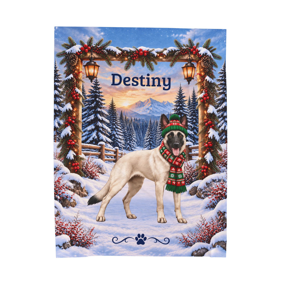 Belgian Malinois (Cream Coat) - Personalized Woodland Blanket, Custom Dog Name Gift for Mali Moms