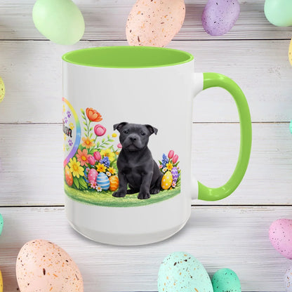 Shop our pitbull blue puppy easter mug featuring the 15oz style option from MySisterIsASurvivor.