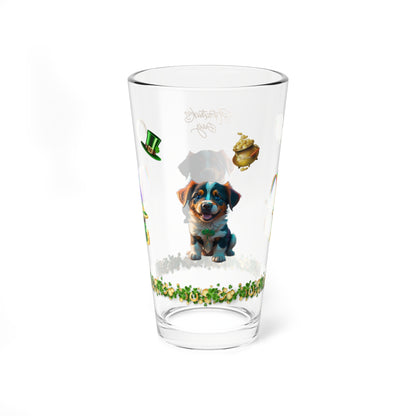 Shamrock Snuggles: Mindful St. Patrick's Day 16oz Pint Glasses - Festive Design for Positivity & Wellness
