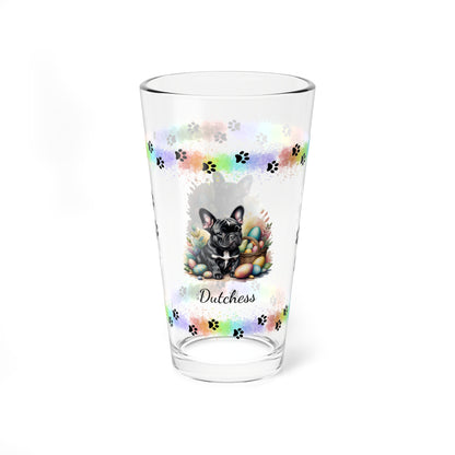 French Bulldog (Black) Personalized Easter Puppy 16oz Pint Glass - Custom Dog Design, Mental Health Gift, Easter Décor, and Festive Celebrations