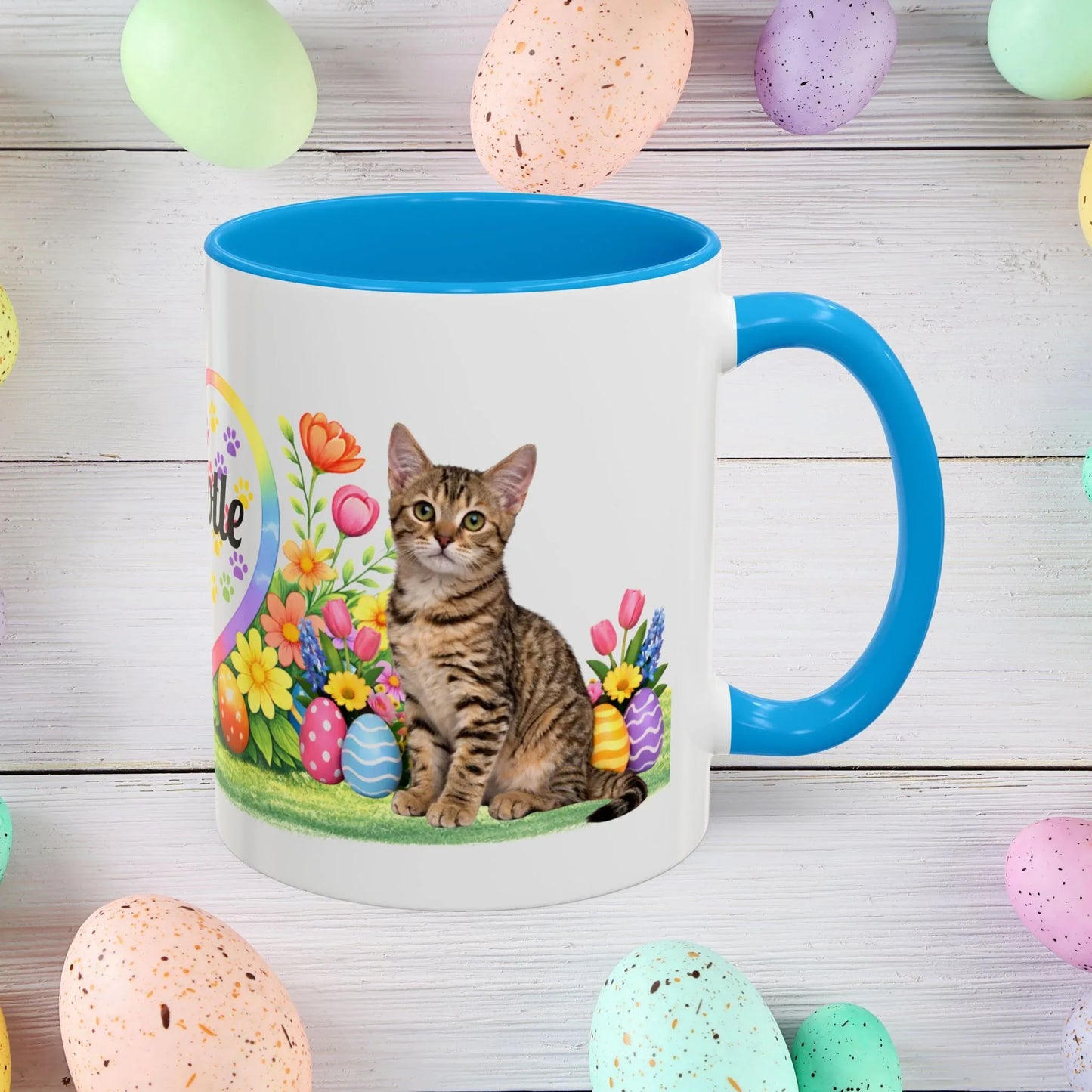Shop our arabian mau kitten easter mug featuring the 11oz style option from MySisterIsASurvivor.