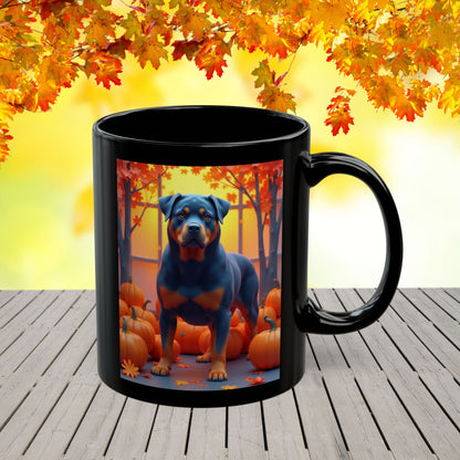 Rottweiler Blue - Autumn coffee mug, custom fall dog lover gift for Rottweiler fans