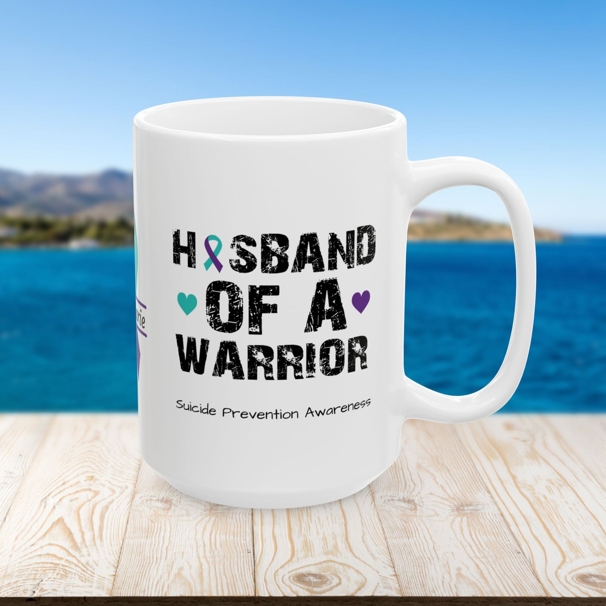 Husband of a Warrior - Personalized Suicide Prevention Awareness Gift, Empowerment and Resilience Ceramic Mug, Support for Survivors