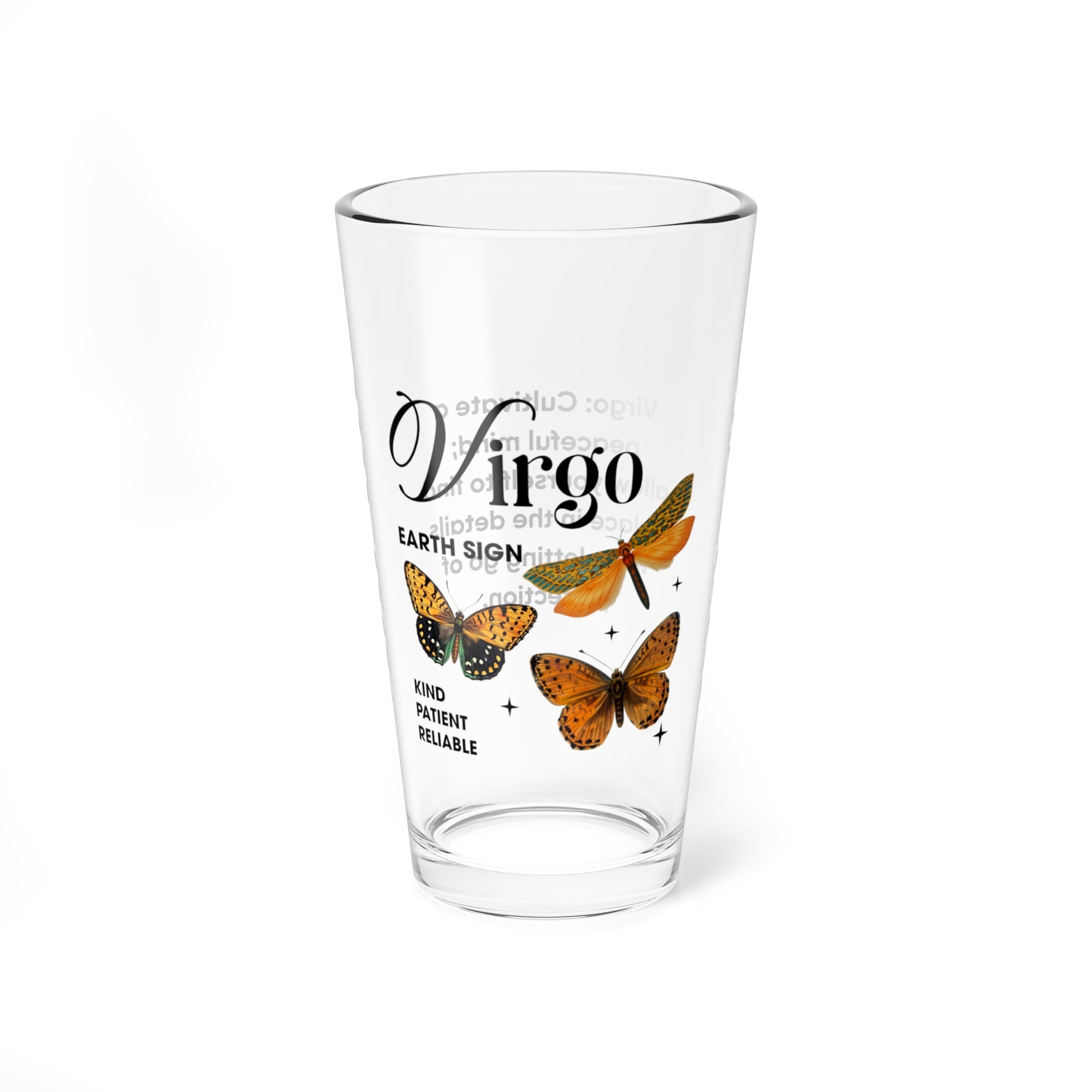 Virgo Zodiac Pint Glass 16oz, Astrology Drinkware, Horoscope Gift, Zodiac Glass, Birthday Gift, Cosmic Glassware, Astrology Themed Drinkware