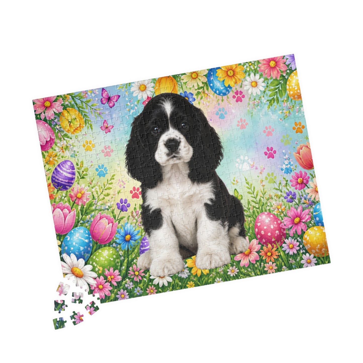 American Cocker Spaniel (Black & White) Easter Puppy Puzzle