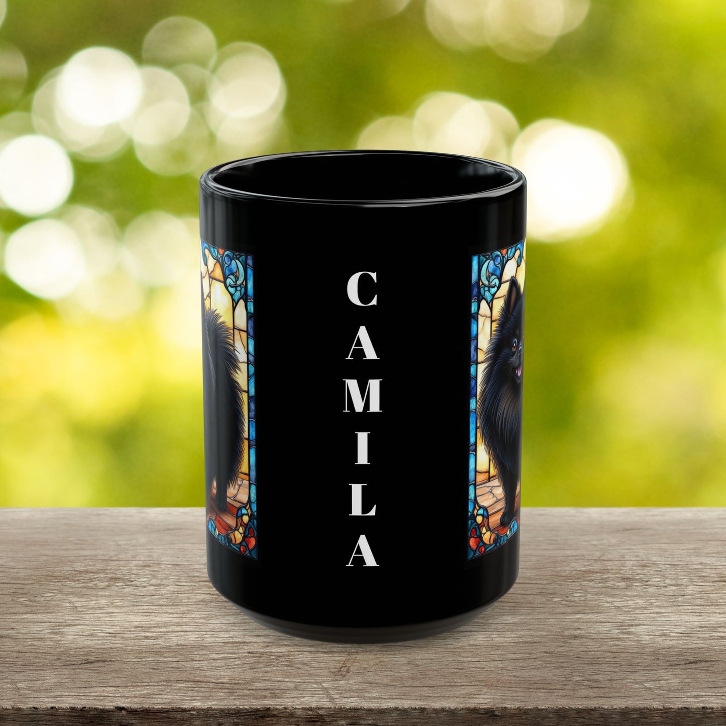 Black Pomeranian personalized dog lover coffee mug