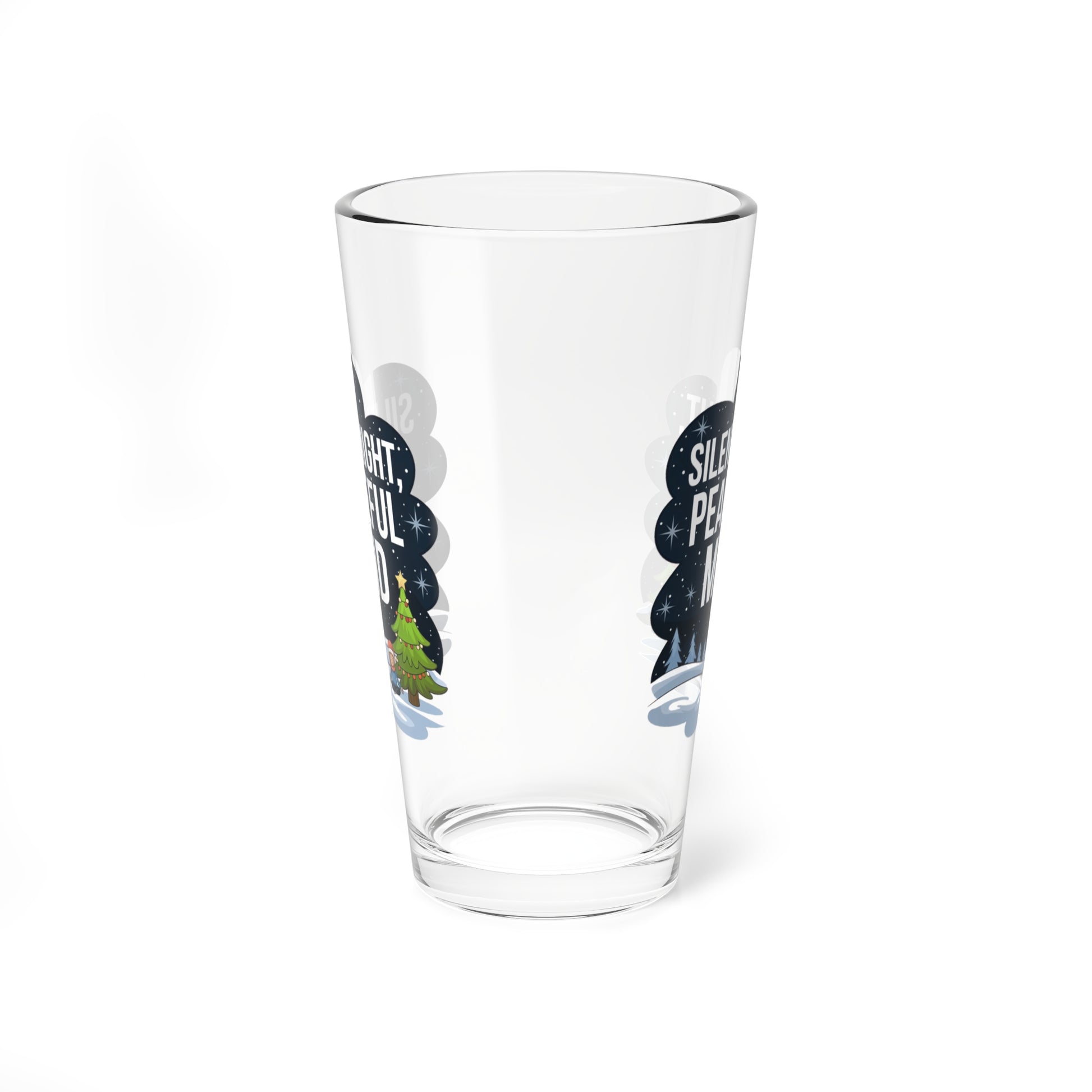 Silent Night, Peaceful Mind, Christmas Pint Glass, 16oz