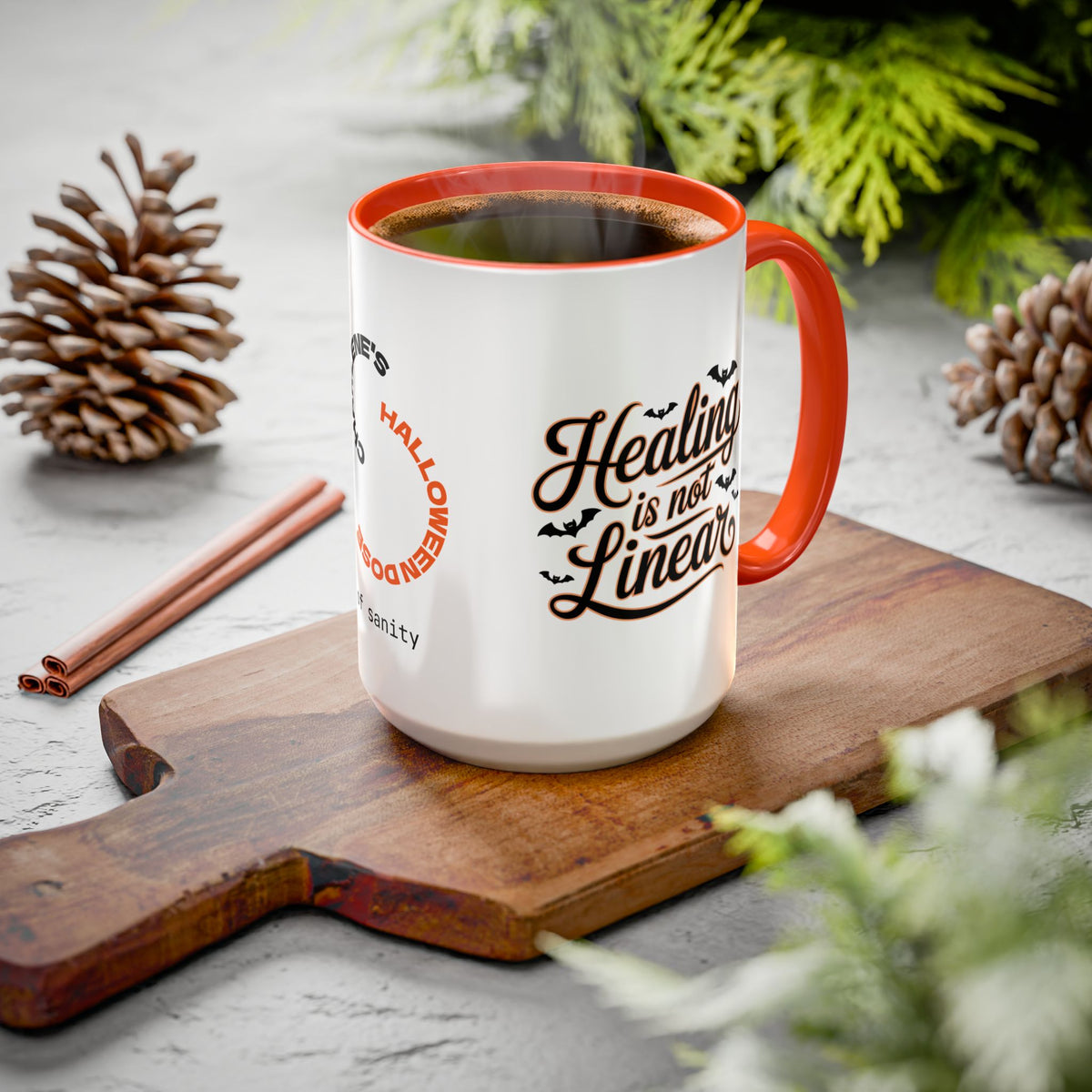 Healing is Not Linear - Personalized Halloween Mug for Trauma Survivors & Therapist Gifts