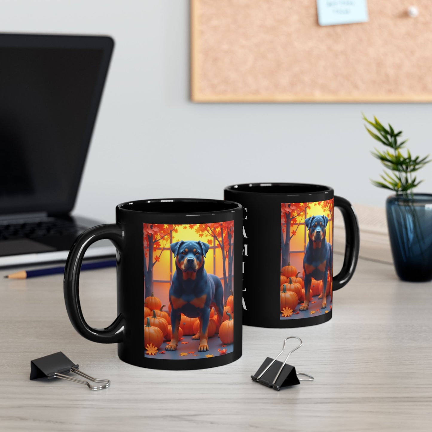 Rottweiler Blue - Autumn coffee mug, custom fall dog lover gift for Rottweiler fans