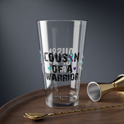 Cousin of a Warrior: Personalized Suicide Prevention Awareness Warrior Pint Glass - Proud Family Member