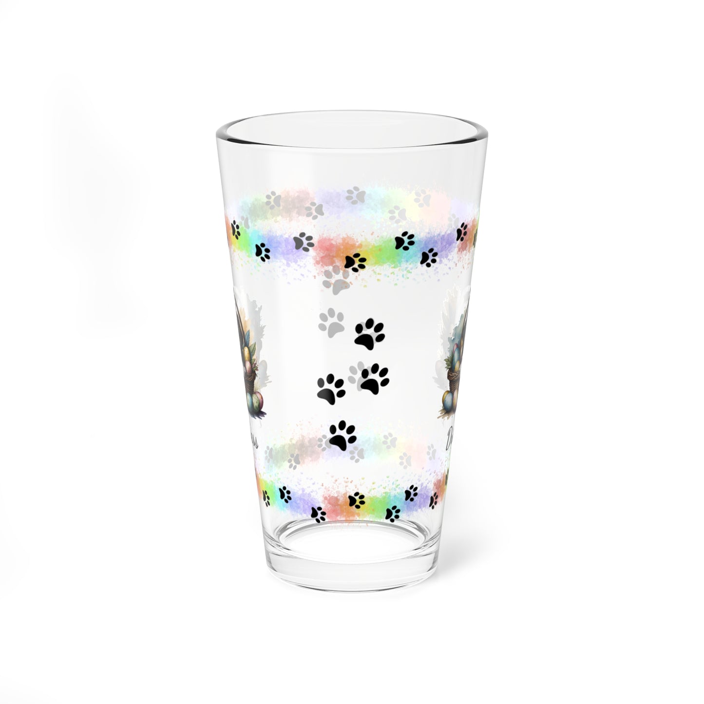 Shih Tzu (Tricolor) Personalized Easter Puppy 16oz Pint Glass - Custom Dog Design, Mental Health Gift, Easter Décor, and Festive Celebrations