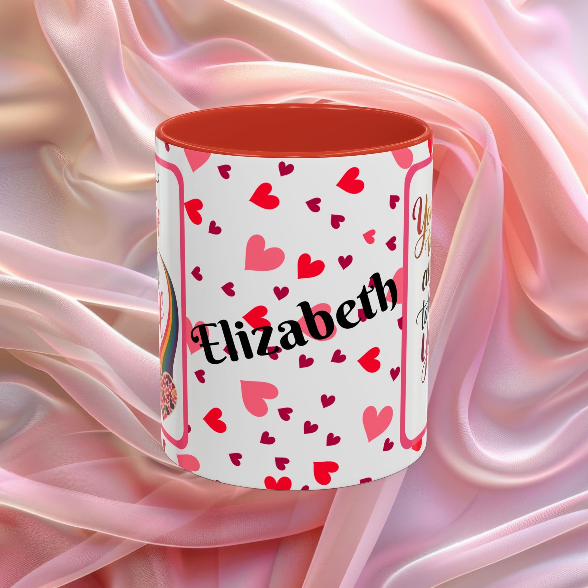 You Cant Take Care Of Valentines mug highlighting self care reminder, Valentine themed coffee cup