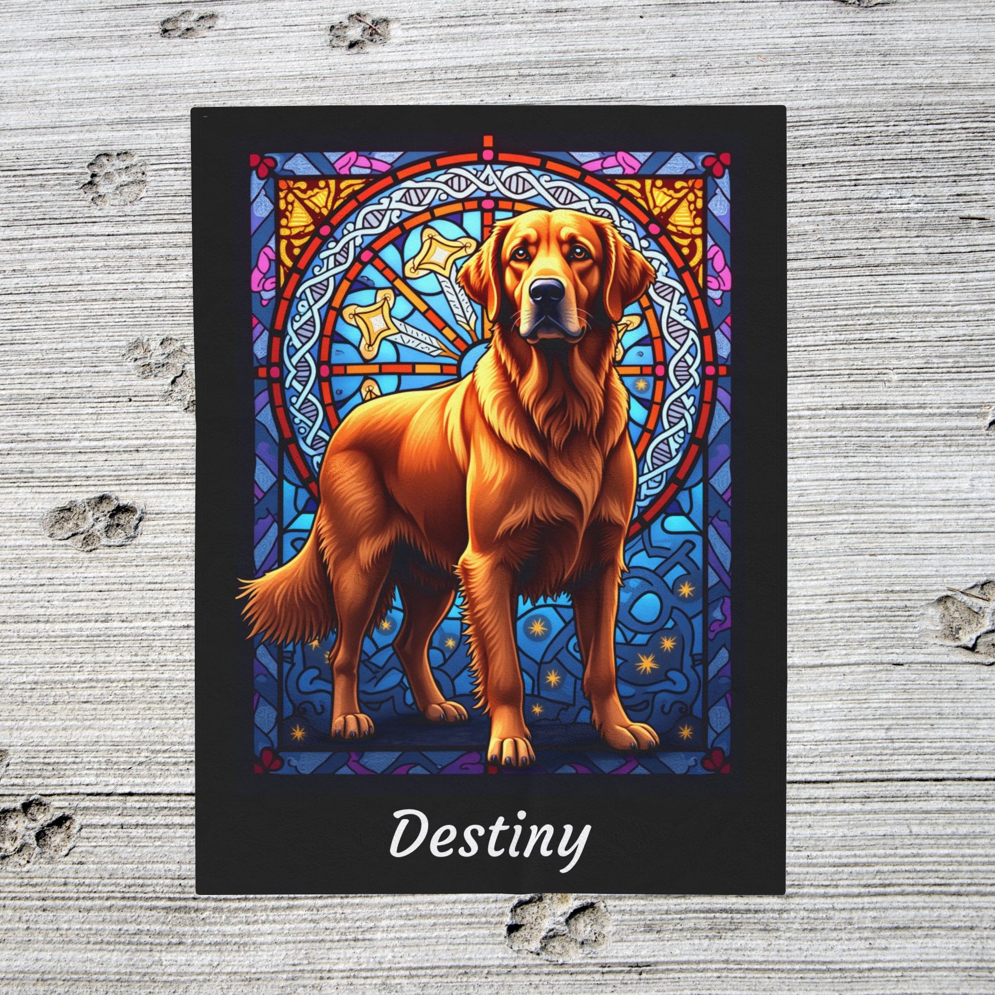 Golden Retriever Red Coat Personalized Velveteen Plush Blanket, Artistic Dog Throw, Personalized Gift