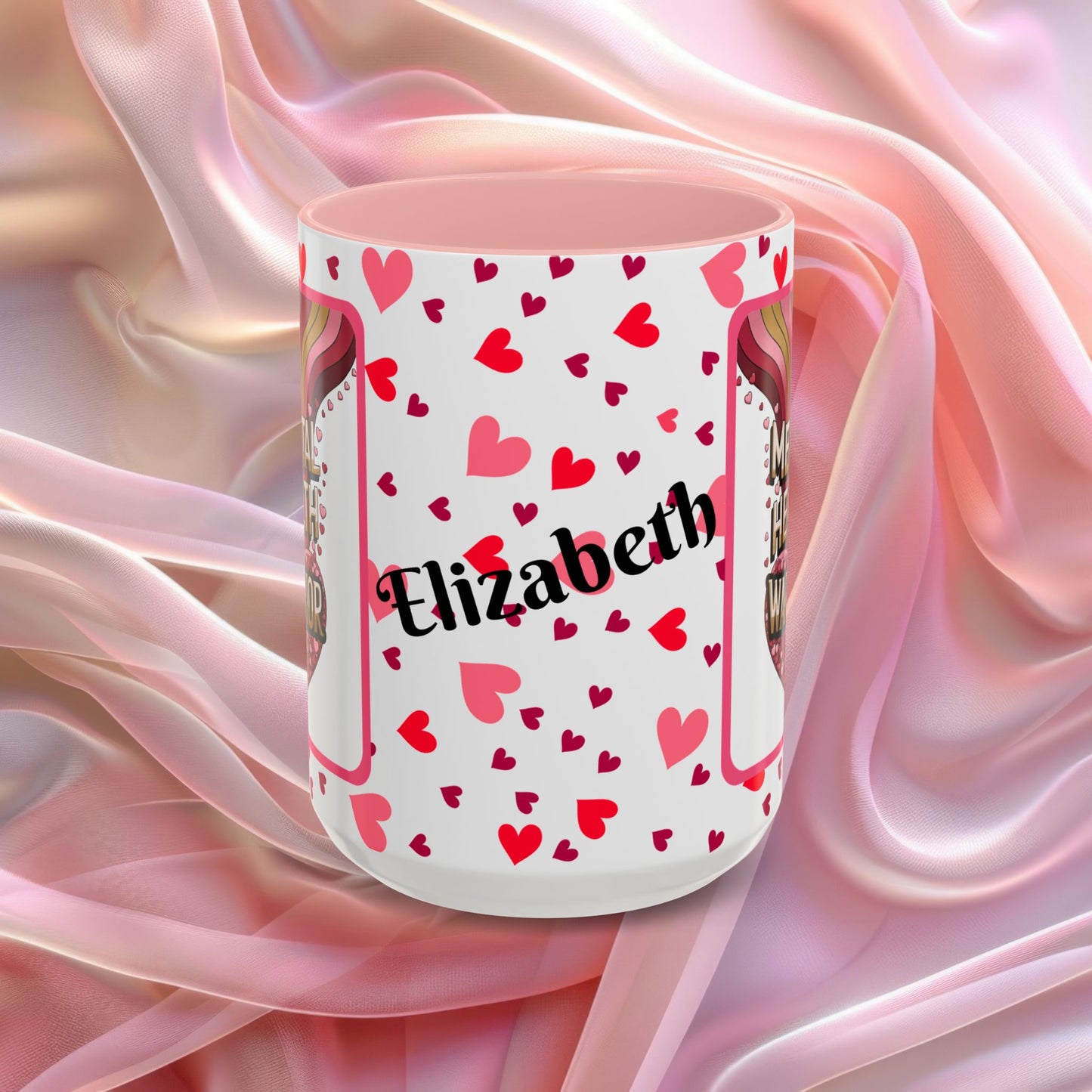 Mental Health Warrior Valentines mug celebrating strength and courage, empowering Valentine coffee cup
