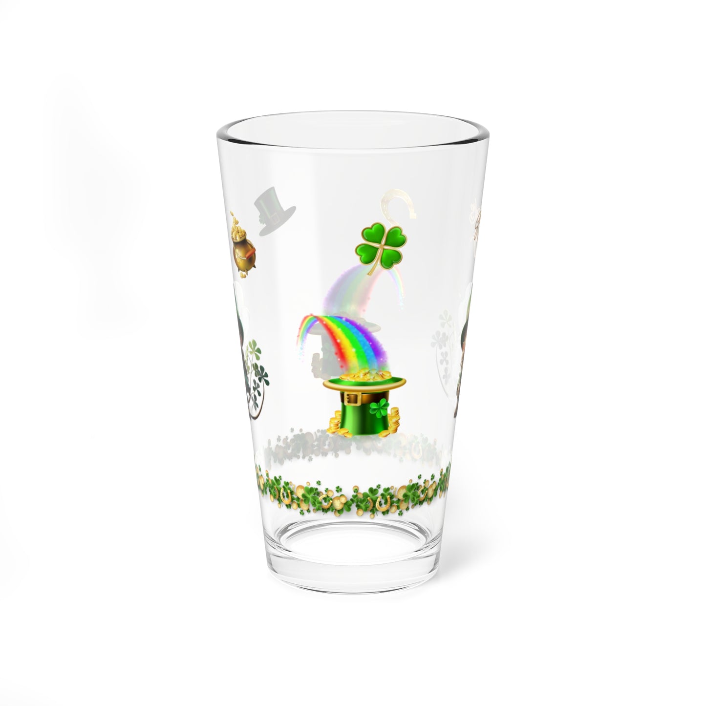 Little Luck Charm: Mindful St. Patrick's Day 16oz Pint Glasses - Festive Design for Positivity & Wellness