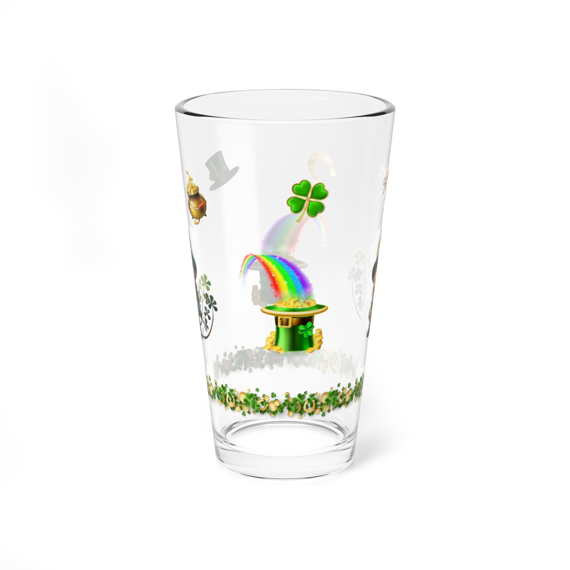 Little Luck Charm: Mindful St. Patrick's Day 16oz Pint Glasses - Festive Design for Positivity & Wellness
