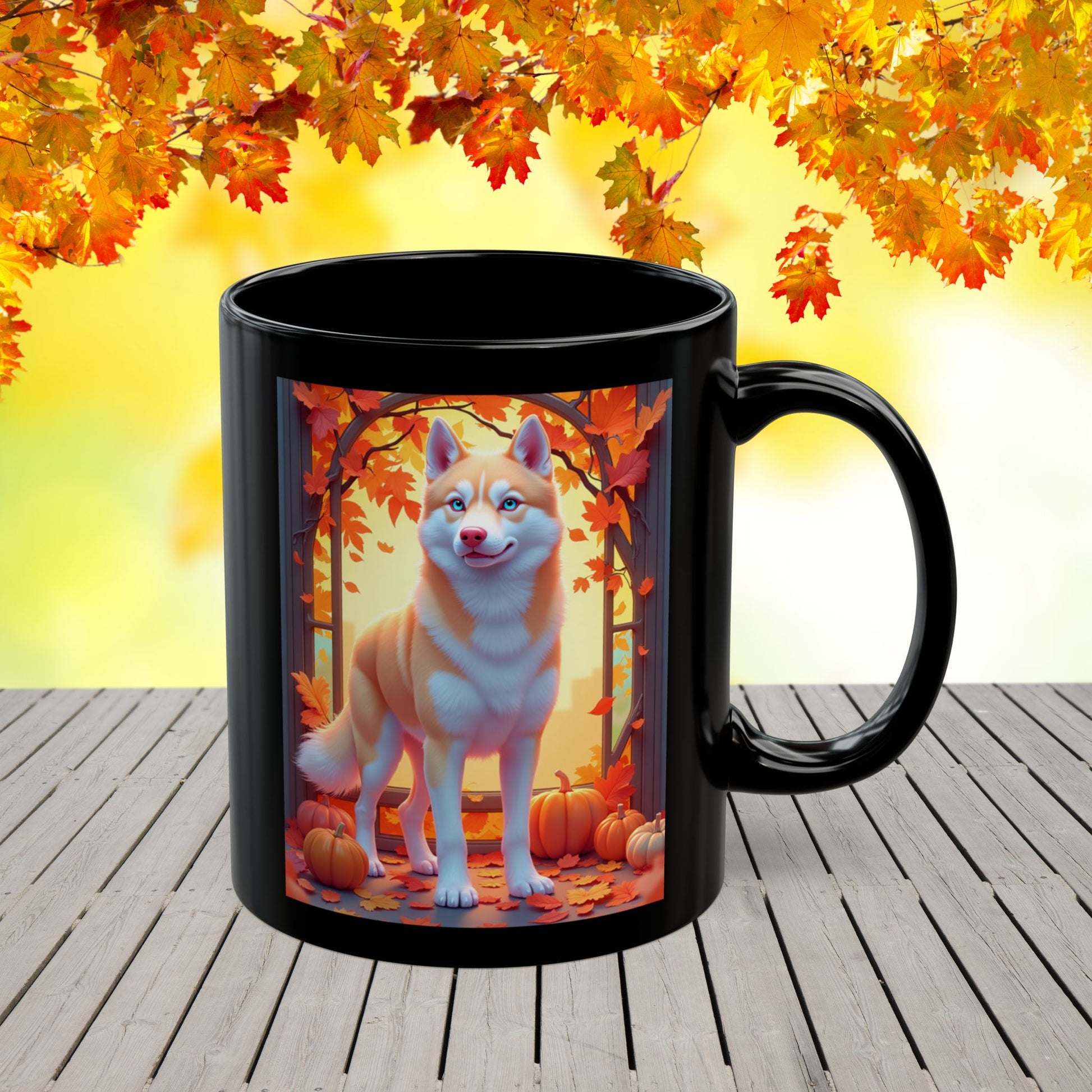 Siberian Husky Light Red (Blue Eyes) - Fall mug, personalized husky owner coffee cup for dog lovers