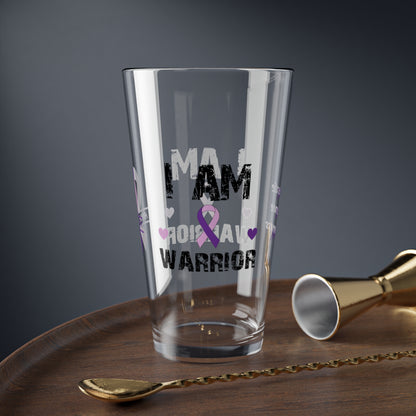 I am of a Warrior: Personalized Domestic Violence Awareness Warrior Pint Glass - Proud Family Member