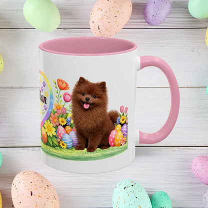 Shop our pomeranian chocolate puppy easter mug featuring the 11oz style option from MySisterIsASurvivor.