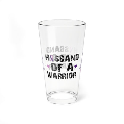 Husband of a Warrior: Personalized Domestic Violence Awareness Warrior Pint Glass - Proud Family Member