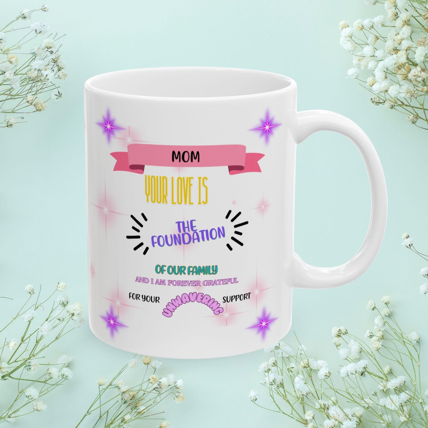 Mom Your Love Is The Foundation... Personalized World's Best Mom Ceramic Mug, (11oz, 15oz), WBM9