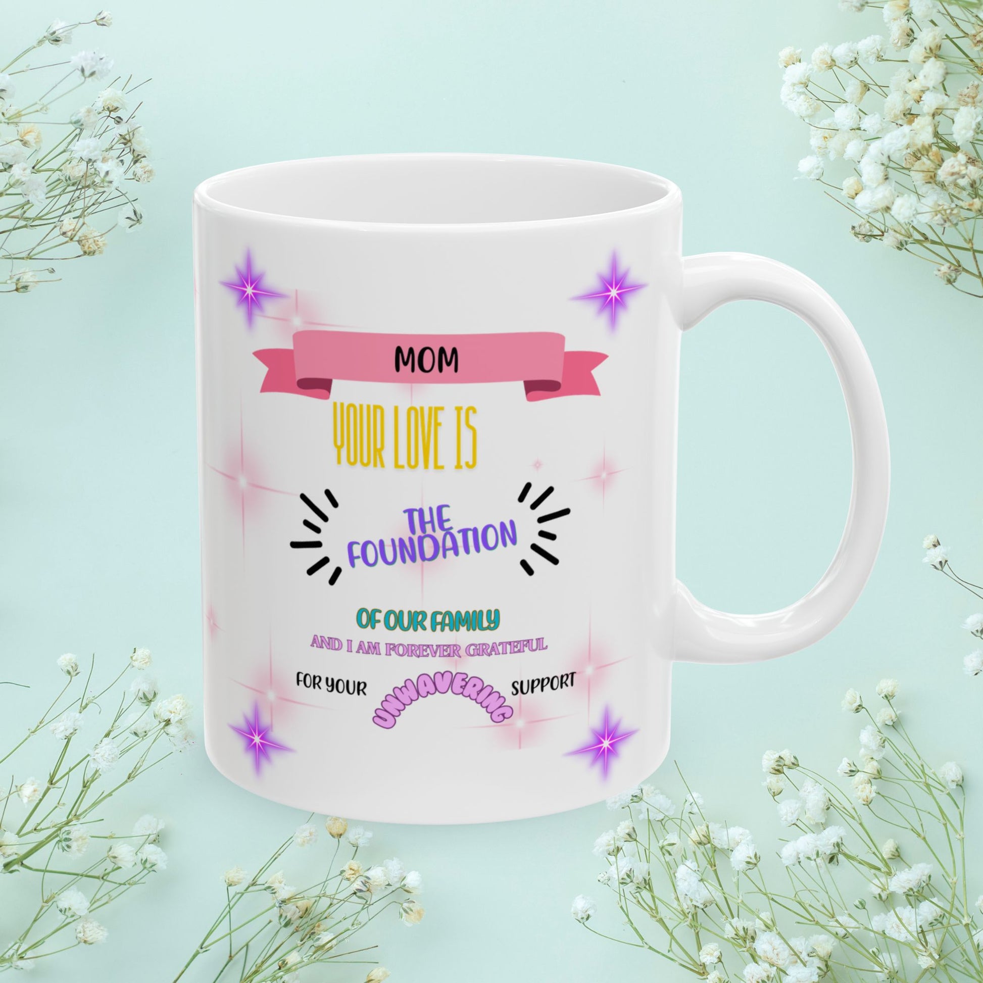 Mom Your Love Is The Foundation... Personalized World's Best Mom Ceramic Mug, (11oz, 15oz), WBM9