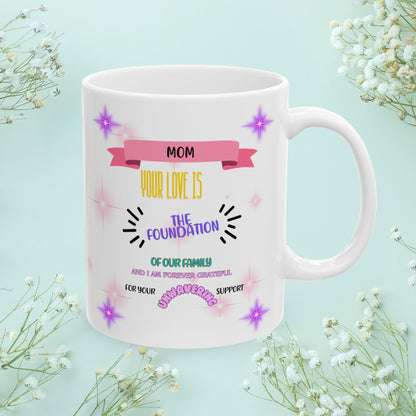 Mom Your Love Is The Foundation... Personalized World's Best Mom Ceramic Mug, (11oz, 15oz), WBM9