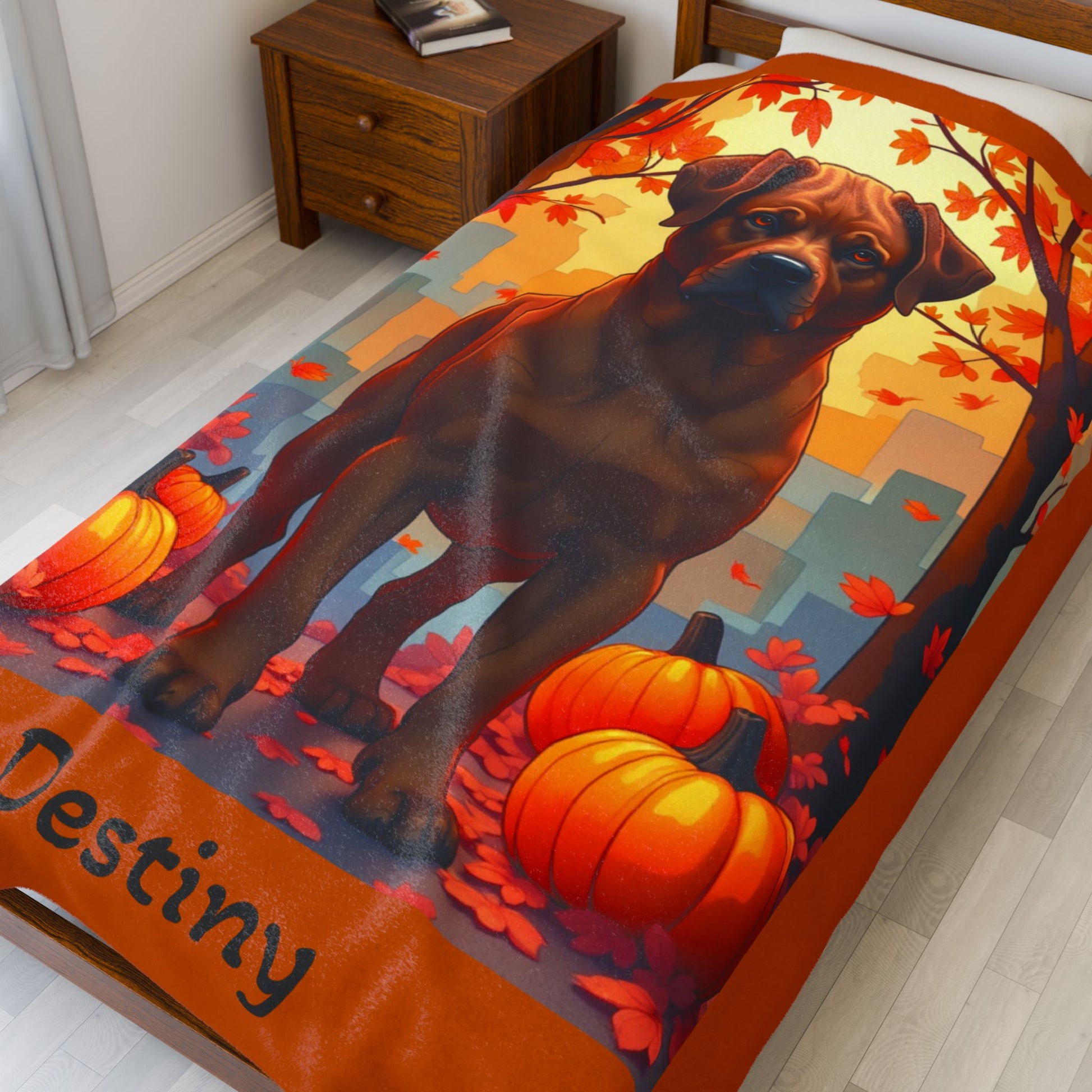 Red Rottweiler velveteen plush blanket, personalized dog throw, cozy gift for loyal Rottie fans - MySisterIsASurvivor