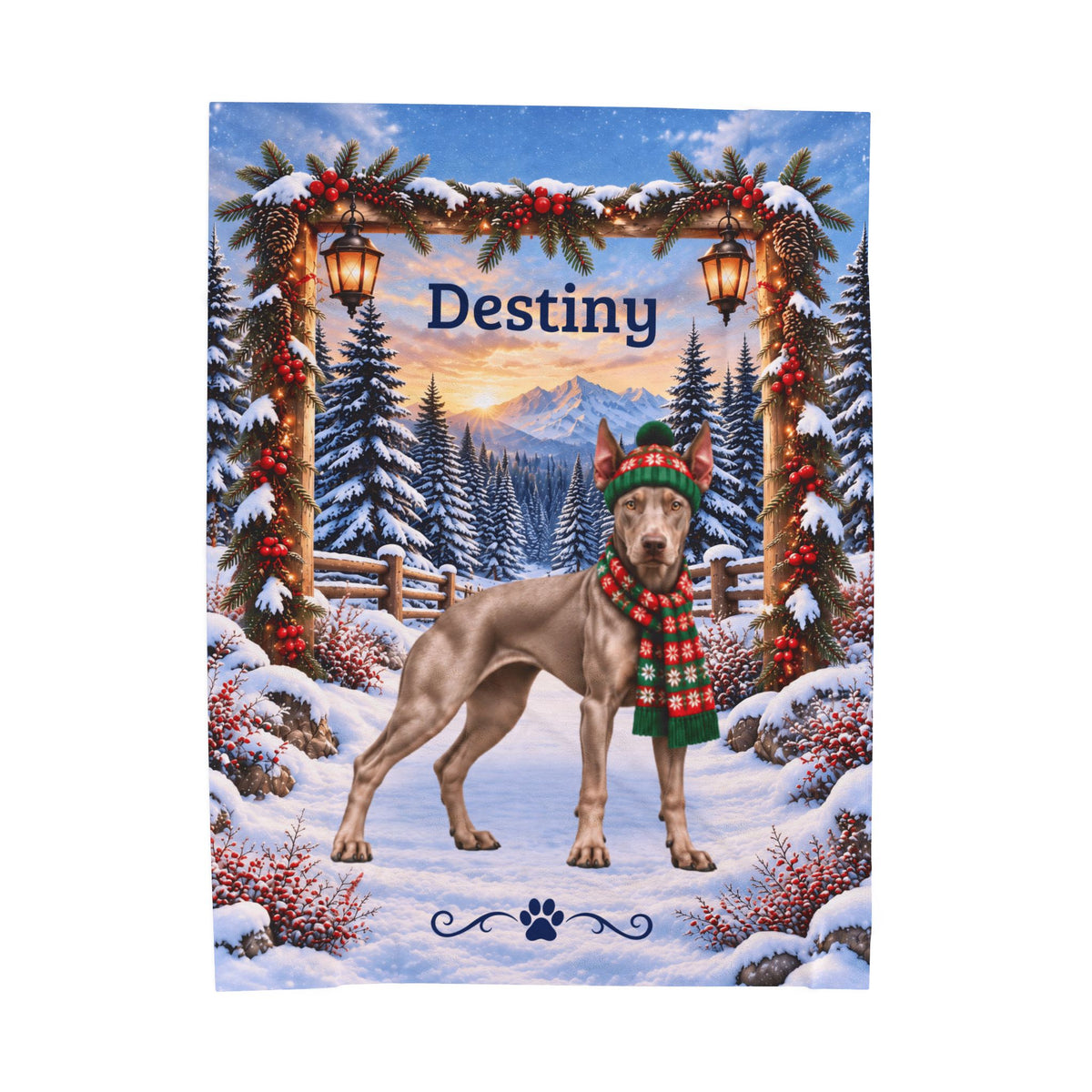Doberman (Fawn-Isabella Coat) - Personalized Winter Blanket, Custom Name Velveteen Throw