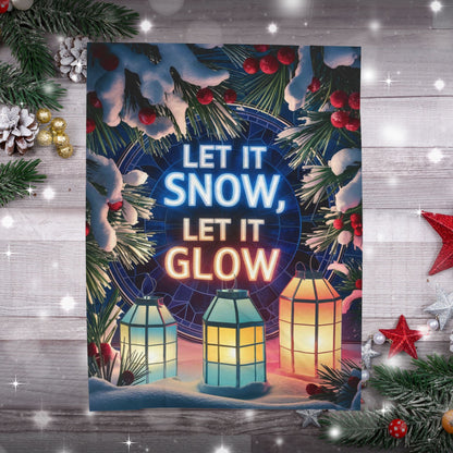Christmas blanket “Let It Snow, Let It Glow” festive holiday throw with cozy winter design