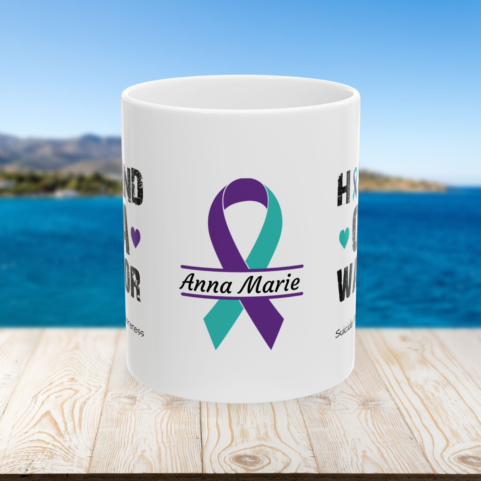 Husband of a Warrior - Personalized Suicide Prevention Awareness Gift, Empowerment and Resilience Ceramic Mug, Support for Survivors