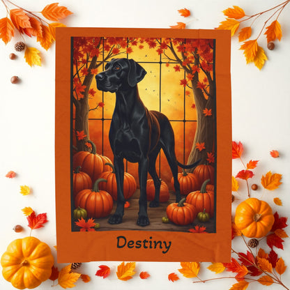 Black Great Dane velveteen plush blanket, cozy soft throw, personalized gift for dog lovers and Dane fans