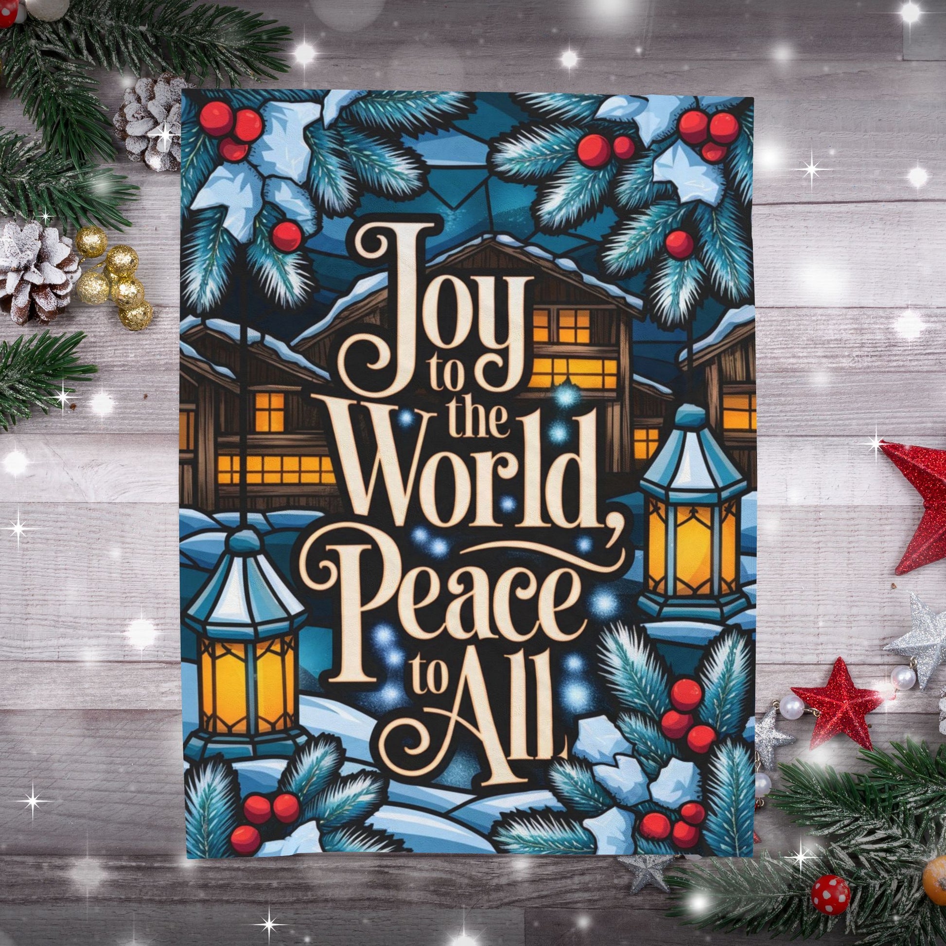 Holiday blanket “Joy to the World, Peace to All” cozy Christmas throw for seasonal cheer and warmth