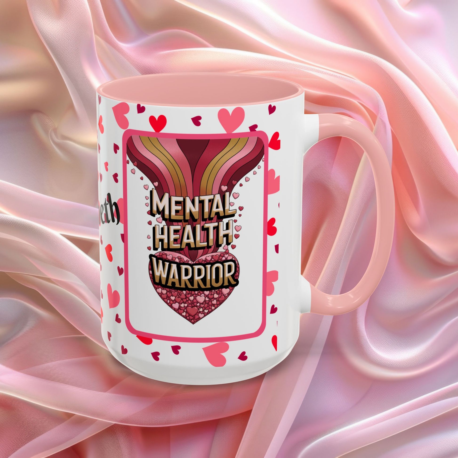 Mental Health Warrior Valentines mug celebrating strength and courage, empowering Valentine coffee cup