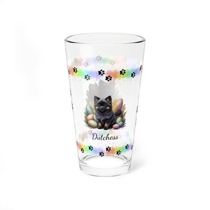 Pomeranian (Black & Tan) Personalized Easter Puppy 16oz Pint Glass - Custom Dog Design, Mental Health Gift, Easter Décor, and Festive Celebrations