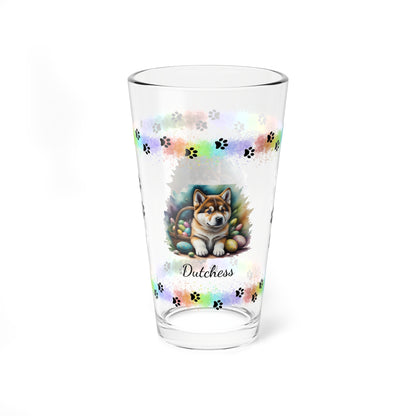 Akita Personalized Easter Puppy 16oz Pint Glass - Custom Dog Design, Mental Health Gift, Easter Décor, and Festive Celebrations