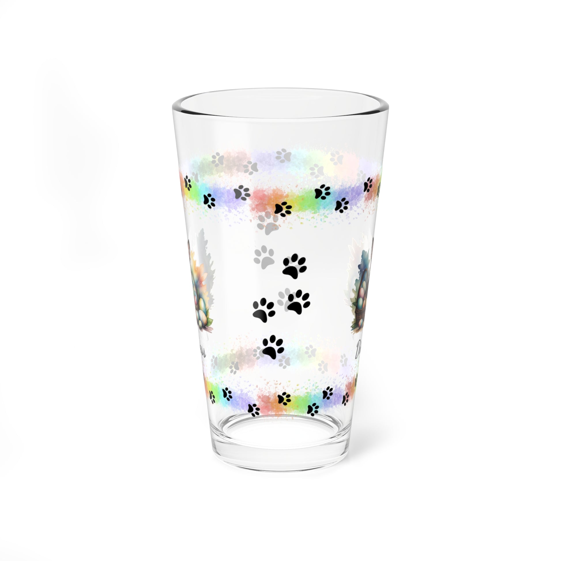 Chihuahua (Black Tri) Personalized Easter Puppy 16oz Pint Glass - Custom Dog Design, Mental Health Gift, Easter Décor, and Festive Celebrations