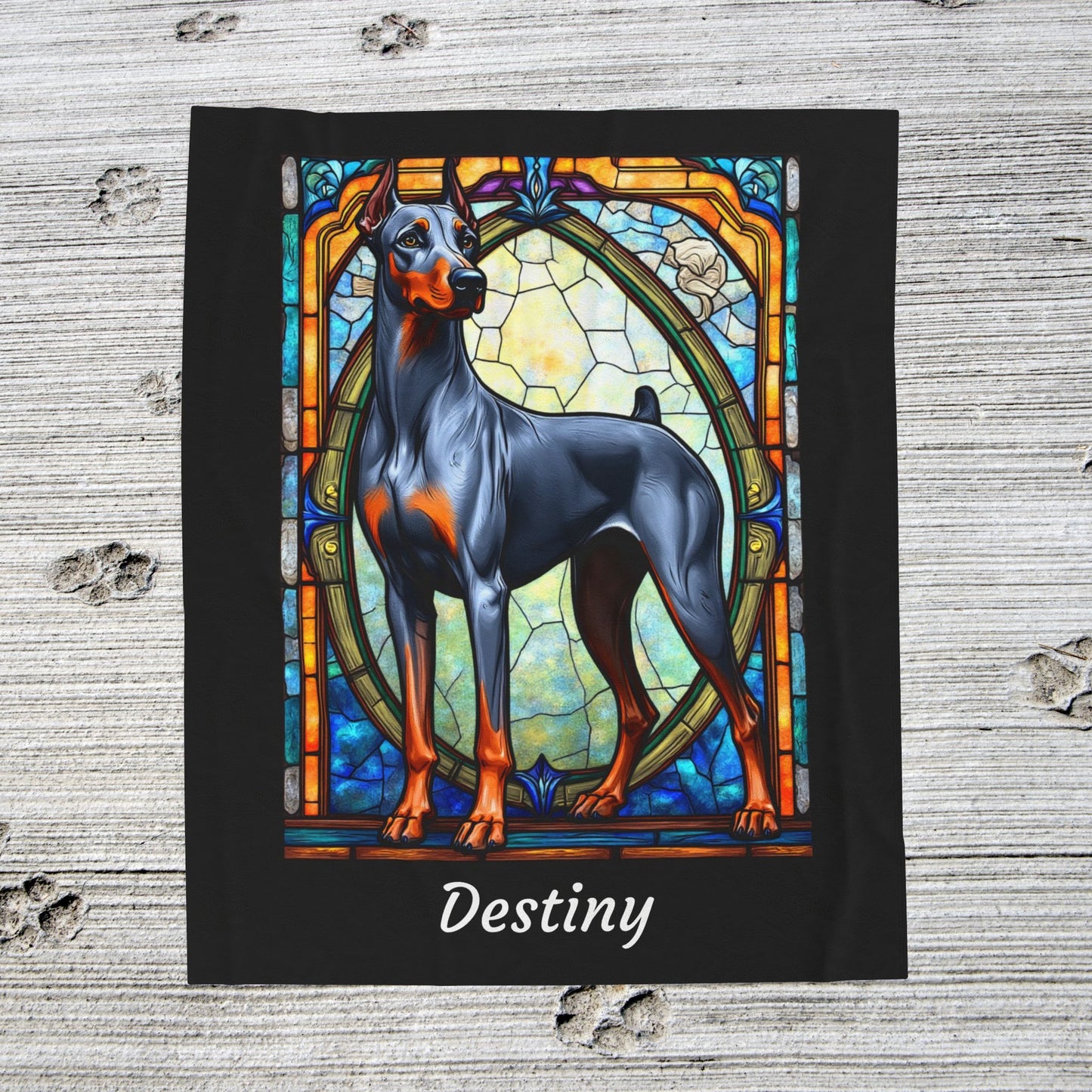 Doberman Blue & Rust Coat Blanket, Personalized Dog Lover Throw, Custom Gift for Humans
