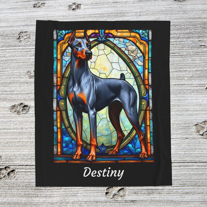 Doberman Blue & Rust Coat Blanket, Personalized Dog Lover Throw, Custom Gift for Humans