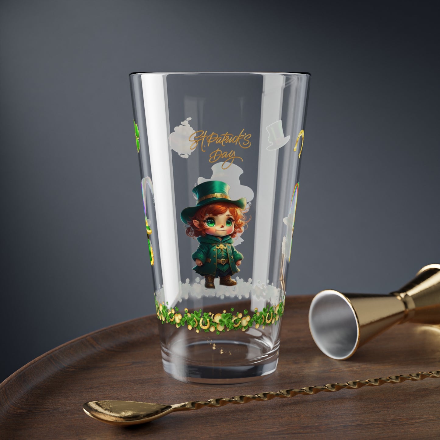 Mystical Leprechaun Magic: Mindful St. Patrick's Day 16oz Pint Glasses - Festive Design for Positivity & Wellness